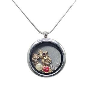 Celestial Floating Locket Necklace with Ladybug Charm Silver Chain